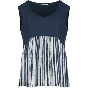Tanktop - Marine - Plus Size Oceaanstrepen Viscose Mix
