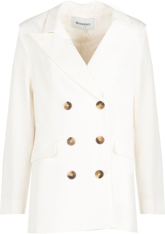 Silvian Heach - Buttoned Blazer - Navy - Hoogwaardige Stof - Gevoerde Schouders