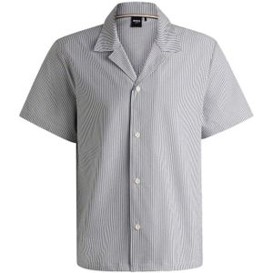 Boss Heren Strandshirt met Fluweelvis Streep (Marine)