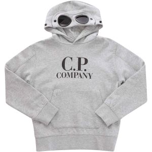 C.P. Company - Diagonal Fleece Goggle Hoodie - Grijs - Voor Jongens
