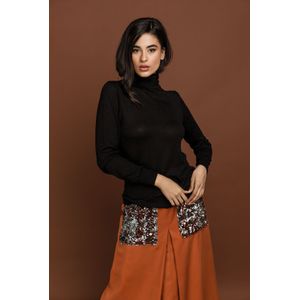 Si Mode - Pullover - Zwart - Gebreide Coltrui - Winter