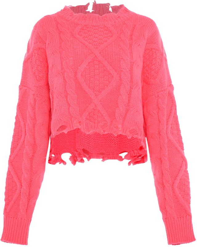 Mymo - Gebreide Trui - Koraal - Dames - Cropped Silhouet