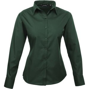 Premier Dames/dames Poplin Blouse met lange mouwen / Gewoon werk overhemd (Fles)