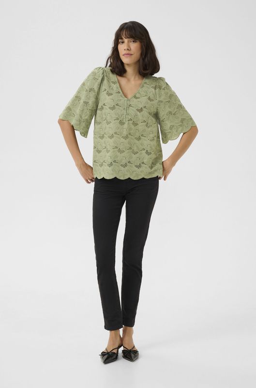 Kaffe, Dames, Blouses & Shirts, Groen, Maat: XS Katoen,