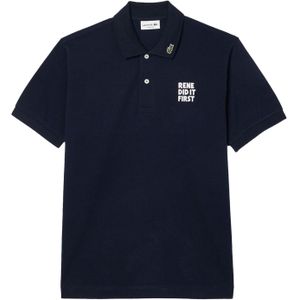 Lacoste Heren L.12.12 Tekst Klassiek Poloshirt (Marine)