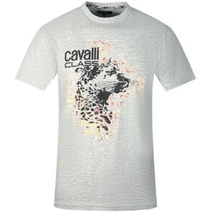 Cavalli Class Leopard Profile Design Grey T-Shirt - Maat L