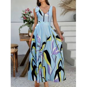 Floral Print Maxi-jurk met Plissé Rok