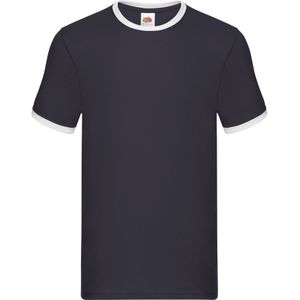 Fruit of the Loom Heren Ringer Contrast T-shirt (Marine / Wit)