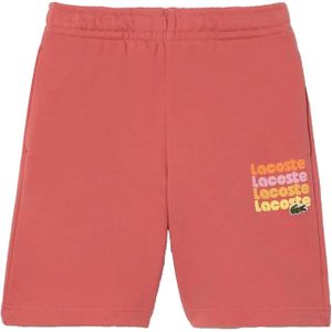 Lacoste Korte broek met fleeceprint voor kinderen (Rood)