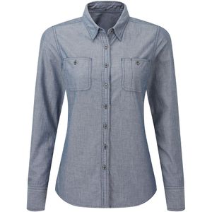 Premier Dames/dames overhemd Chambray Organic met lange mouwen (Indigo Denim)