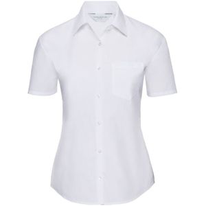 Russell Collectie Dames/Dames Korte Mouwen Poly-Katoen Easy Care Poplin Shirt (Wit)