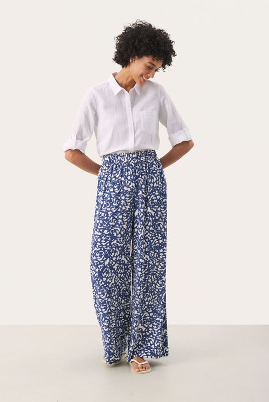 Casual Broek - Oceana Graphic Print - Blauw - Easy Fit