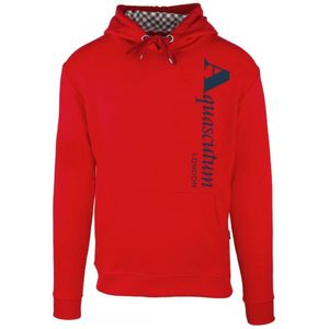 Aquascutum Verticaal Logo Rode Hoodie - Maat XL