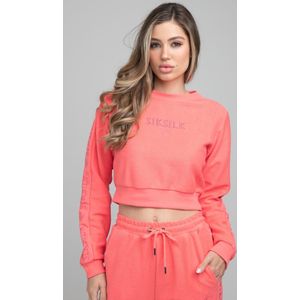 SikSilk - Loopback - Geborduurd Cropped Sweatshirt - Pink