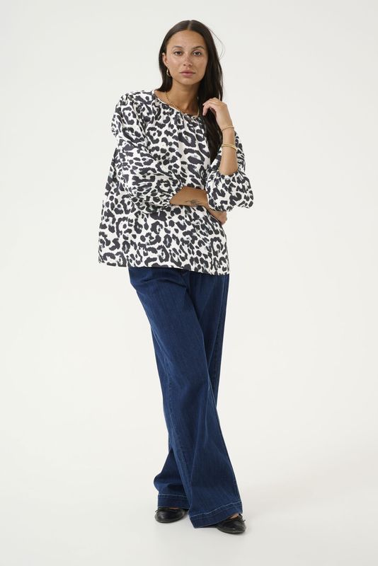 Kaffe - Blouse 'Roxy' - Zwart/Wit - Klassieke Blouse - Dierenprint