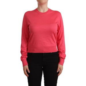 Dolce & Gabbana Dames Roze Zijde Crewneck Pullover Top Trui