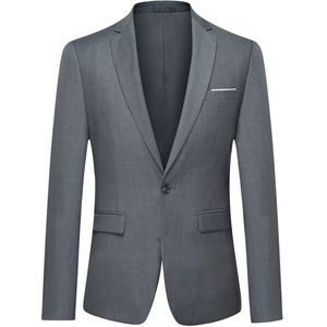 Donkergrijze casual blazer, slim-fit zakelijke blazer