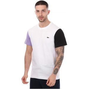 Heren Lacoste Regular Fit Colour-Block T-shirt in Wit