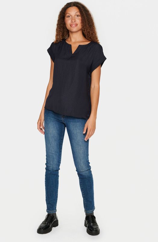 Saint Tropez, Dames, Blouses & Shirts, Blauw, Maat: L