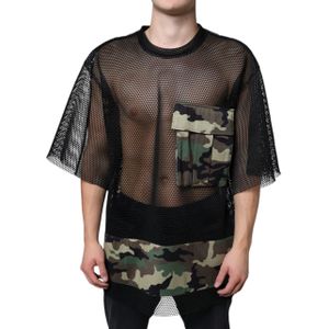 Dolce & Gabbana - Mesh Panel T-shirt - Zwart - Camouflage Print