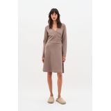 InWear - Maraia - Jurk - Taupe - Knielengte - V-hals - Lange Mouw