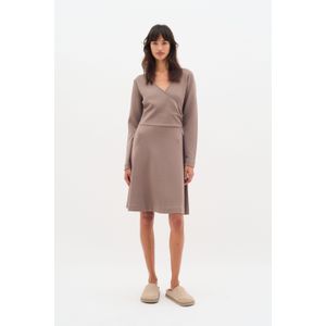 InWear - Maraia - Jurk - Taupe - Knielengte - V-hals - Lange Mouw