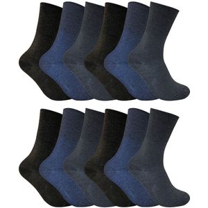 12 stuks sokken zonder elastiek thermo diabetessokken voor dames - Donkerblauw