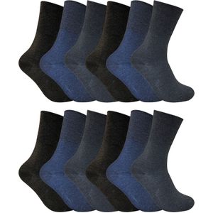 12 stuks sokken zonder elastiek thermo diabetessokken voor dames - Donkerblauw