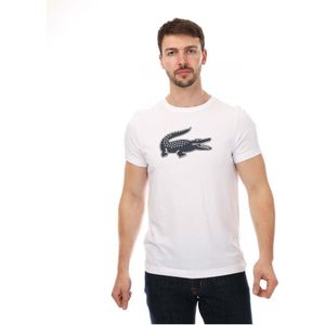 Heren Lacoste SPORT 3D Print Crocodile Jersey T-shirt in White Navy