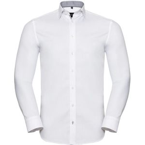 Russell Collection Heren Lange Mouw Contrast Visgraatshirt (Wit/zilver)