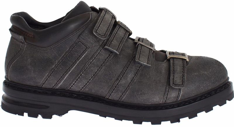 Dolce & Gabbana Grijze Leren Enkellaarsjes met Enkelband