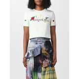 Bloemengebroderd Crop T-shirt