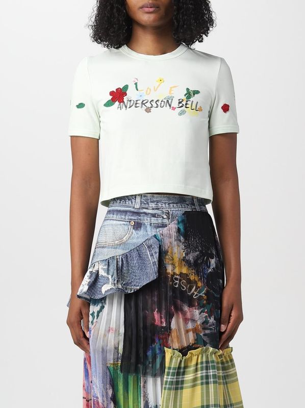 Bloemengebroderd Crop T-shirt