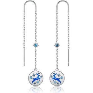 Swarovski - Hangende kerstoorbellen met rendier en blauw Swarovski-kristal