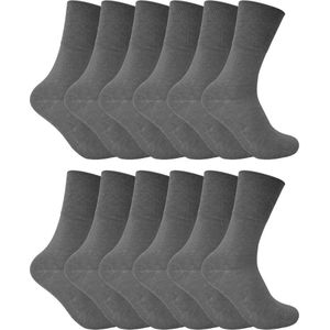 12 stuks sokken zonder elastiek thermo diabetessokken voor dames - Grijs