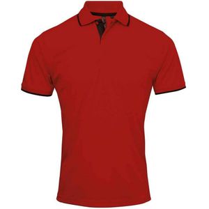 Premier Heren Coolchecker Contrast Pique Poloshirt (Rood/zwart)
