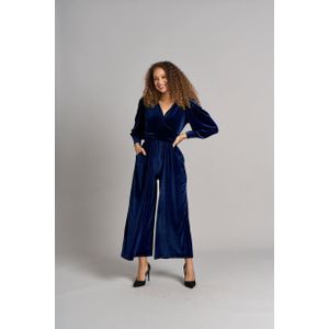 Ava jumpsuit van fluweel - Blauw