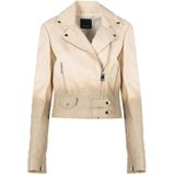 Pinko - Leren Jasje - Beige - Dames - Stijlvol met Rits
