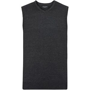 Russell Collectie Heren V-hals Mouwloos Gebreide Trui-trui-top / Trui-trui (Houtskool mergel)