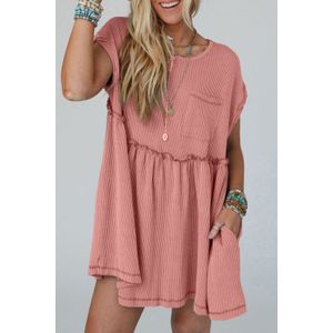 Geribbelde gebreide mini-jurk met zakken