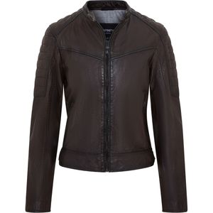 Horten - Gewatteerd Leren Bikerjack - Bruin - Dames