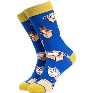 Kat Print Noviteit Unisex Katoenen Sokken