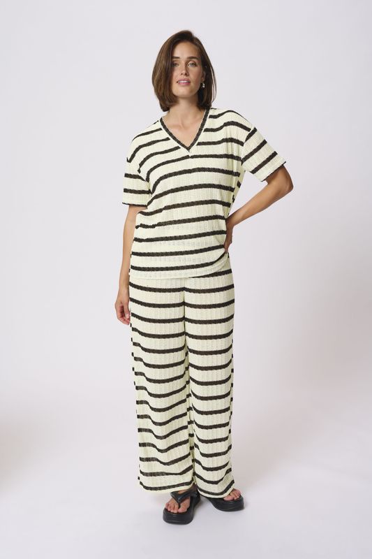T-shirt - Turtledove / Black stripe - Loose fit