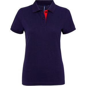 Asquith & Fox Dames/Dames Korte Mouwen Contrast Poloshirt (Marine / Rood)