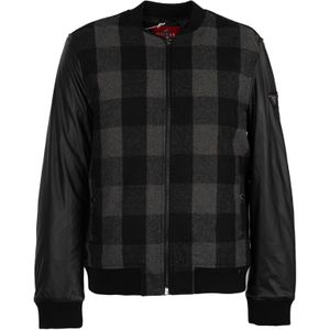 Guess - Geruite Bomberjack - Zwart - Heren - Wolmix - Geïsoleerd