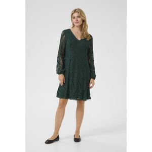 Cream - Jurk 'Kit' - Effen - Knielengte - V-hals - Lange Mouw