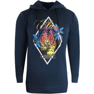 Cavalli Class Diamond Tiger Design marineblauwe hoodie