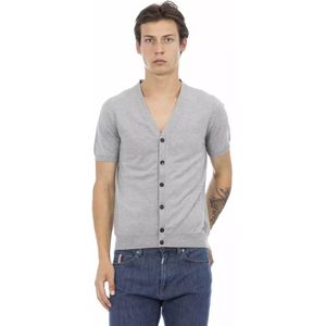 Cardigan - Grijs - Katoen - Korte Mouwen - V-hals