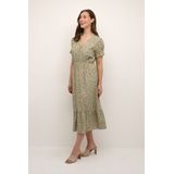 Cream - Jurk 'Lina' - Pastelgroen - V-hals - 3/4 Lengte - Bloemenprint