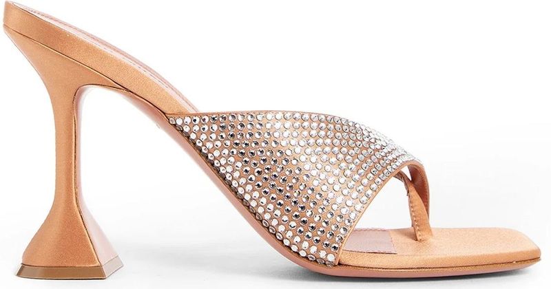 Amina Muaddi - Shiona - Teenslippers - Zijdemateriaal - Kristaldetails